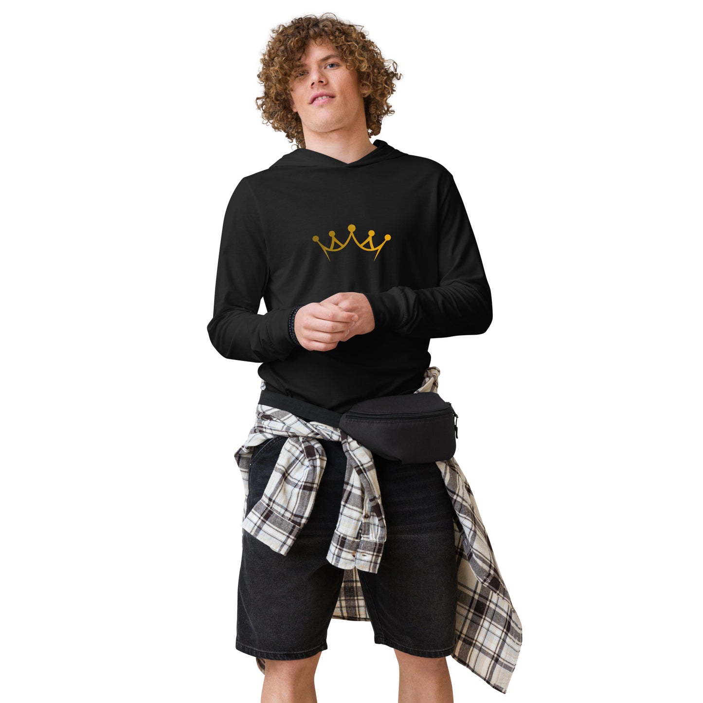 Crown Me hooded long-sleeve tee