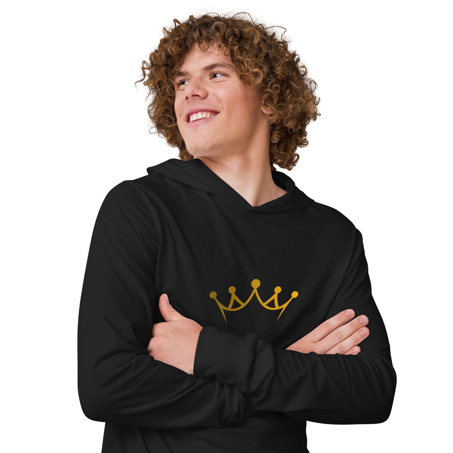 Crown Me hooded long-sleeve tee