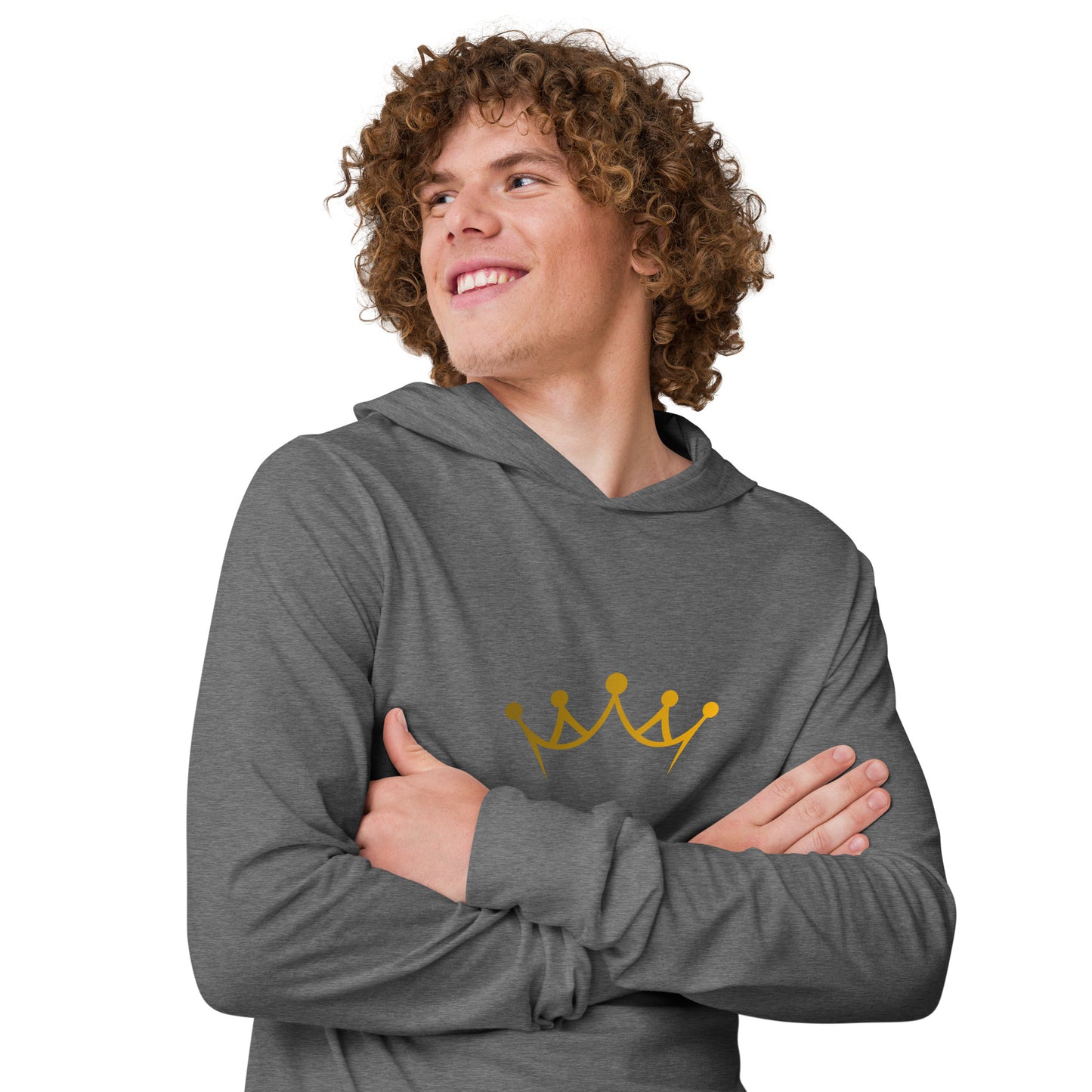 Crown Me hooded long-sleeve tee