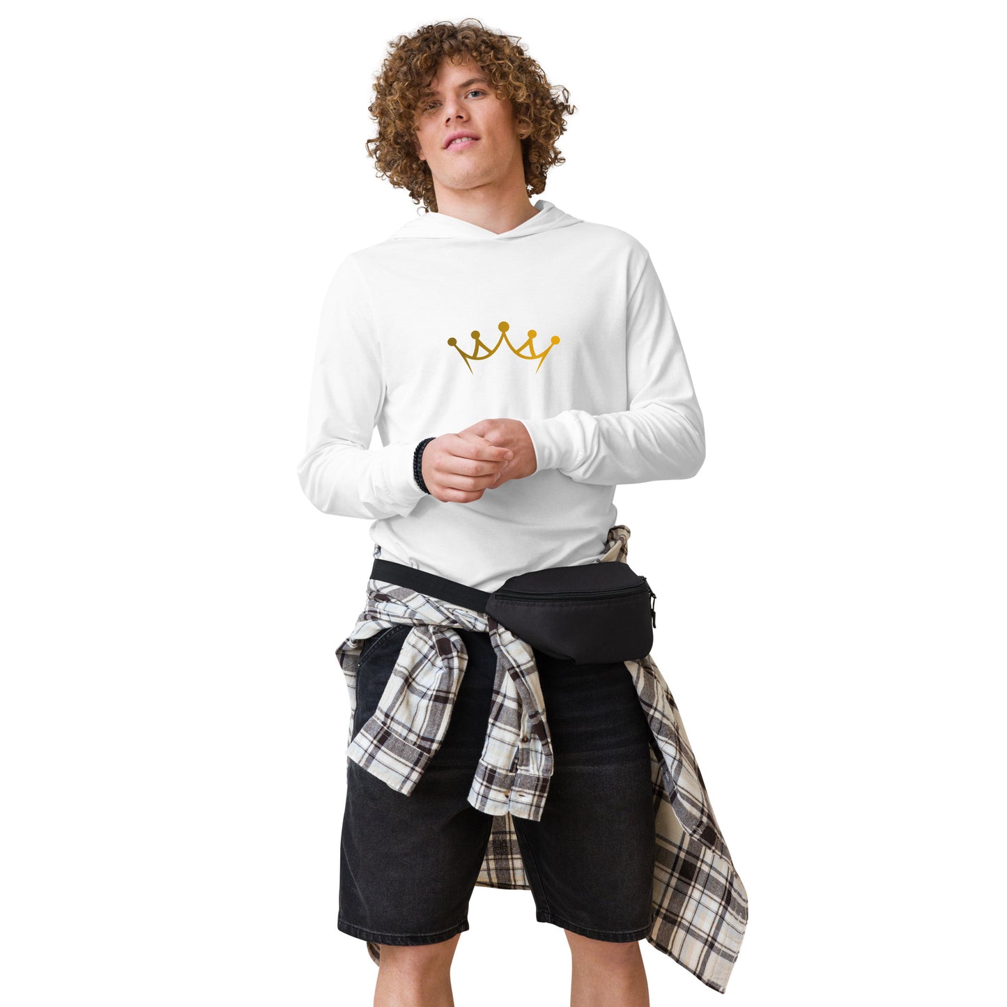 Crown Me hooded long-sleeve tee