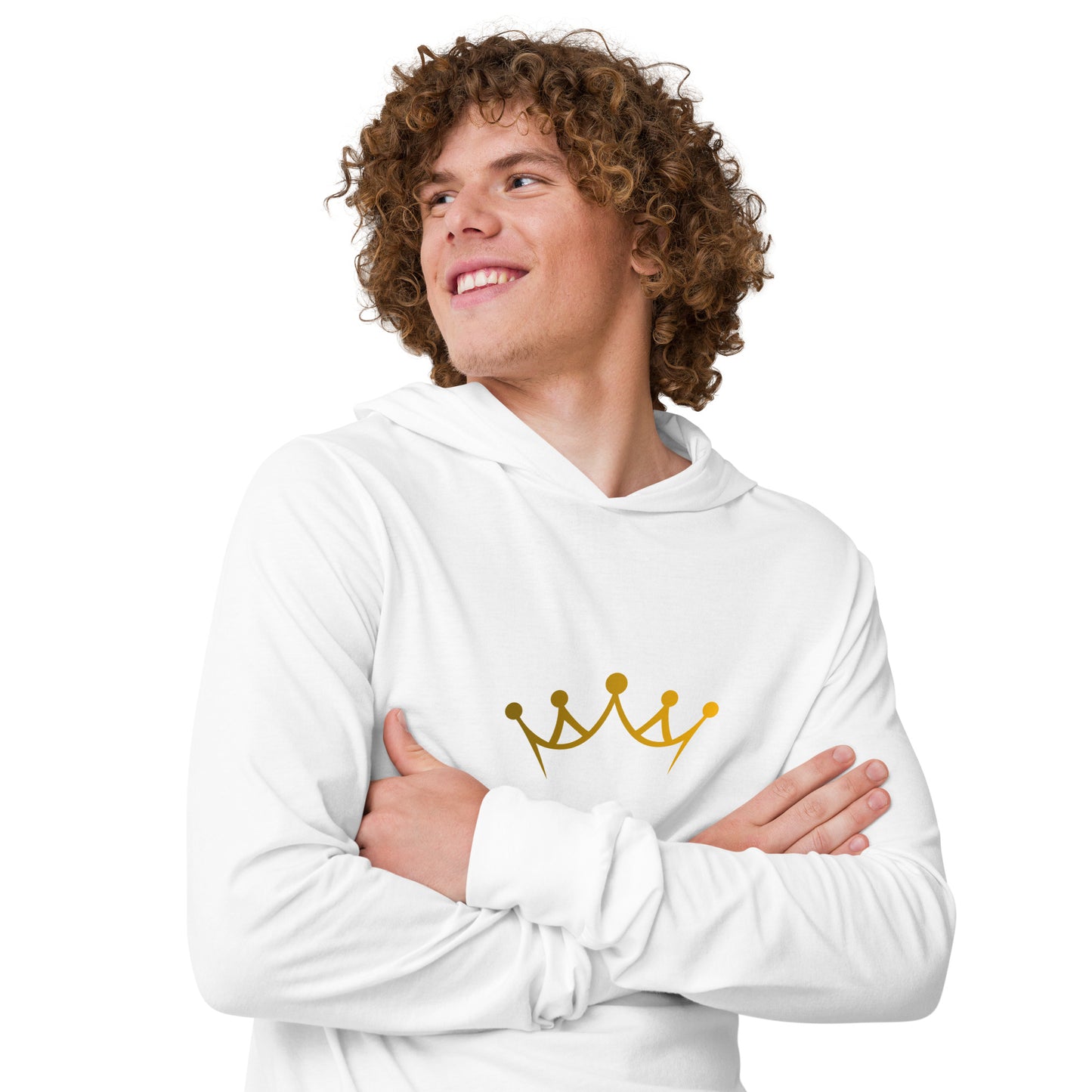 Crown Me hooded long-sleeve tee